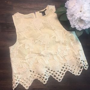 Forever 21 Pale Yellow Lace Crop Top